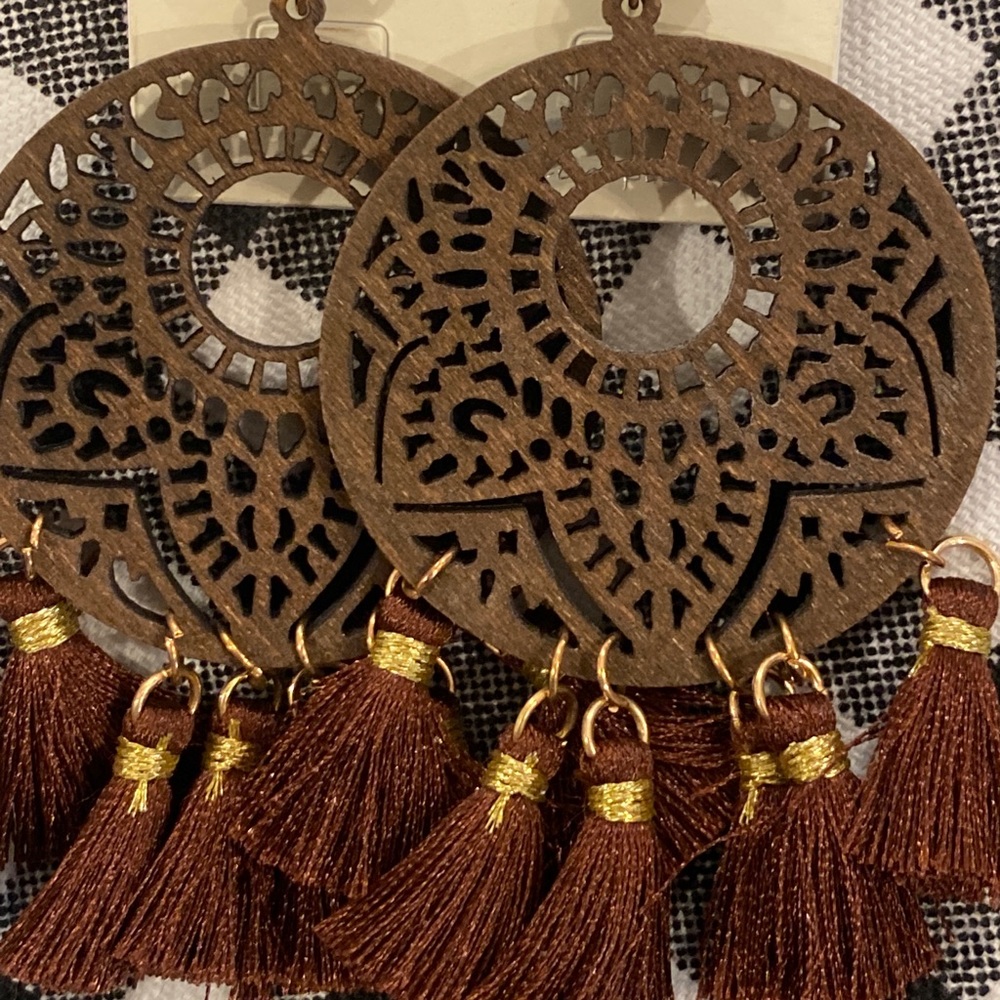 Wood tassel Earrings